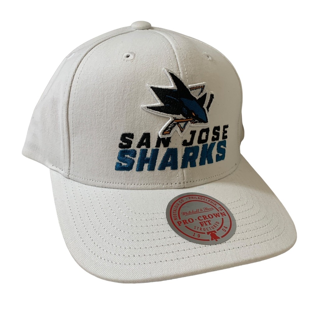 Mitchell & Ness San Jose Sharks NHL White Adjustable Snapback Cap Hat OSFM